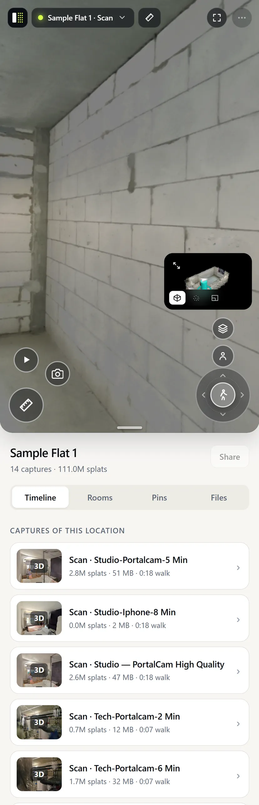 The same reality copy open on a phone browser, with the same timeline of captures under it